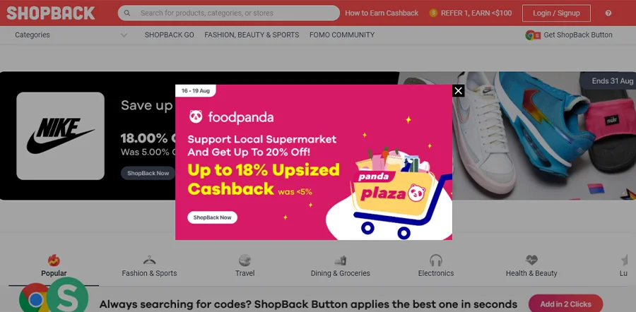 Shopback ecommerce site