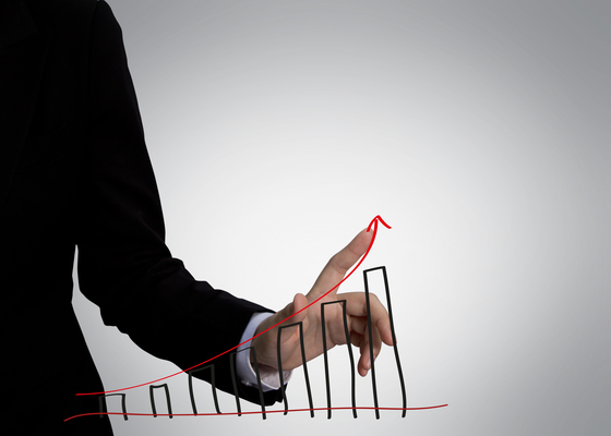 index finger touching graph with