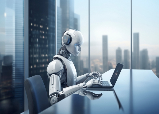 robot working office instead hum